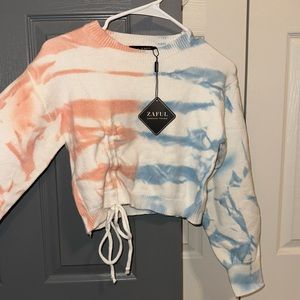 Zaful ONESIZE Cinched Tie-Dye Cropped Sweater